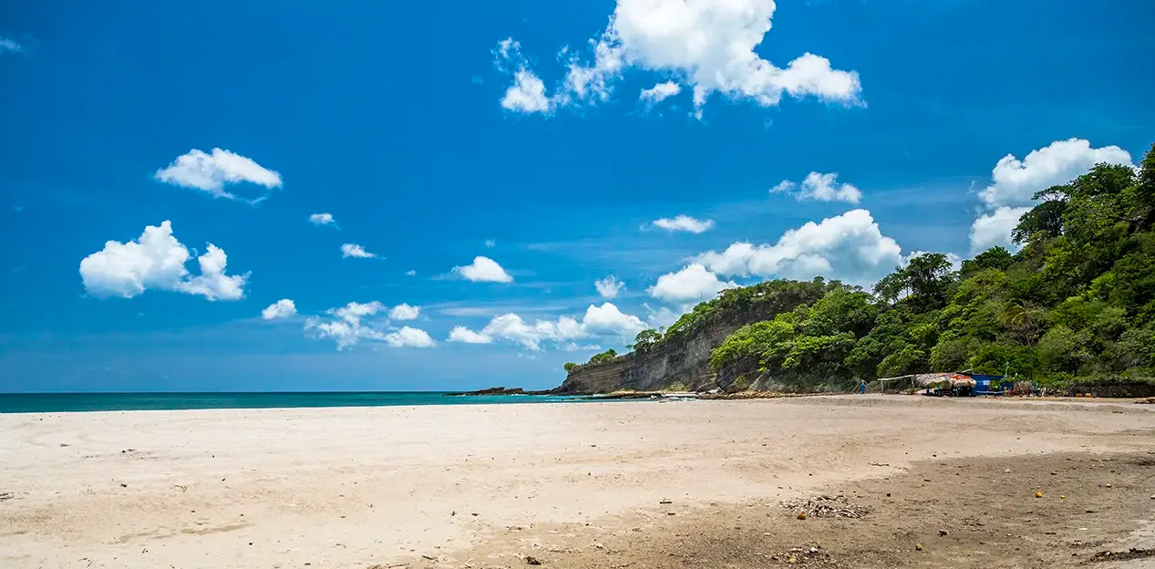 Wide sandy beach at Playa Marsella, north of San Juan del Sur, Nicaragua